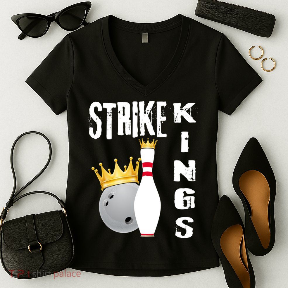 Strike Kings Bowling Logo Women's V-Neck T-Shirt