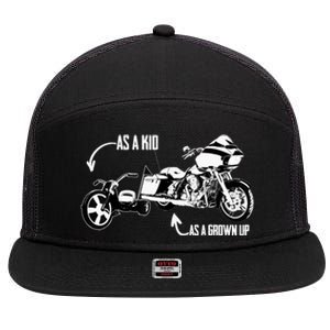 's Kid's Big Wheel Tricycle Road Glide Motorcycle Design 7 Panel Mesh Trucker Snapback Hat