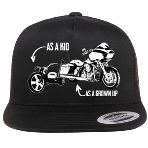 's Kid's Big Wheel Tricycle Road Glide Motorcycle Design Flat Bill Trucker Hat