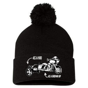 's Kid's Big Wheel Tricycle Road Glide Motorcycle Design Pom Pom 12in Knit Beanie