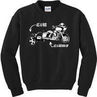 's Kid's Big Wheel Tricycle Road Glide Motorcycle Design Kids Sweatshirt