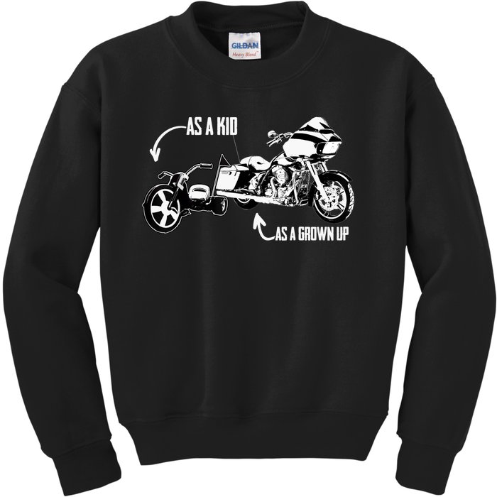 's Kid's Big Wheel Tricycle Road Glide Motorcycle Design Kids Sweatshirt