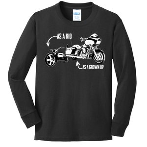 's Kid's Big Wheel Tricycle Road Glide Motorcycle Design Kids Long Sleeve Shirt