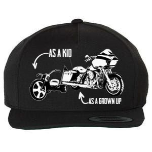 's Kid's Big Wheel Tricycle Road Glide Motorcycle Design Wool Snapback Cap