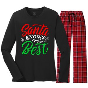 Santa Knows Best Women's Long Sleeve Flannel Pajama Set 