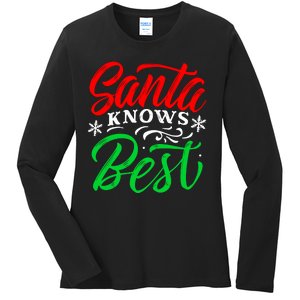 Santa Knows Best Ladies Long Sleeve Shirt