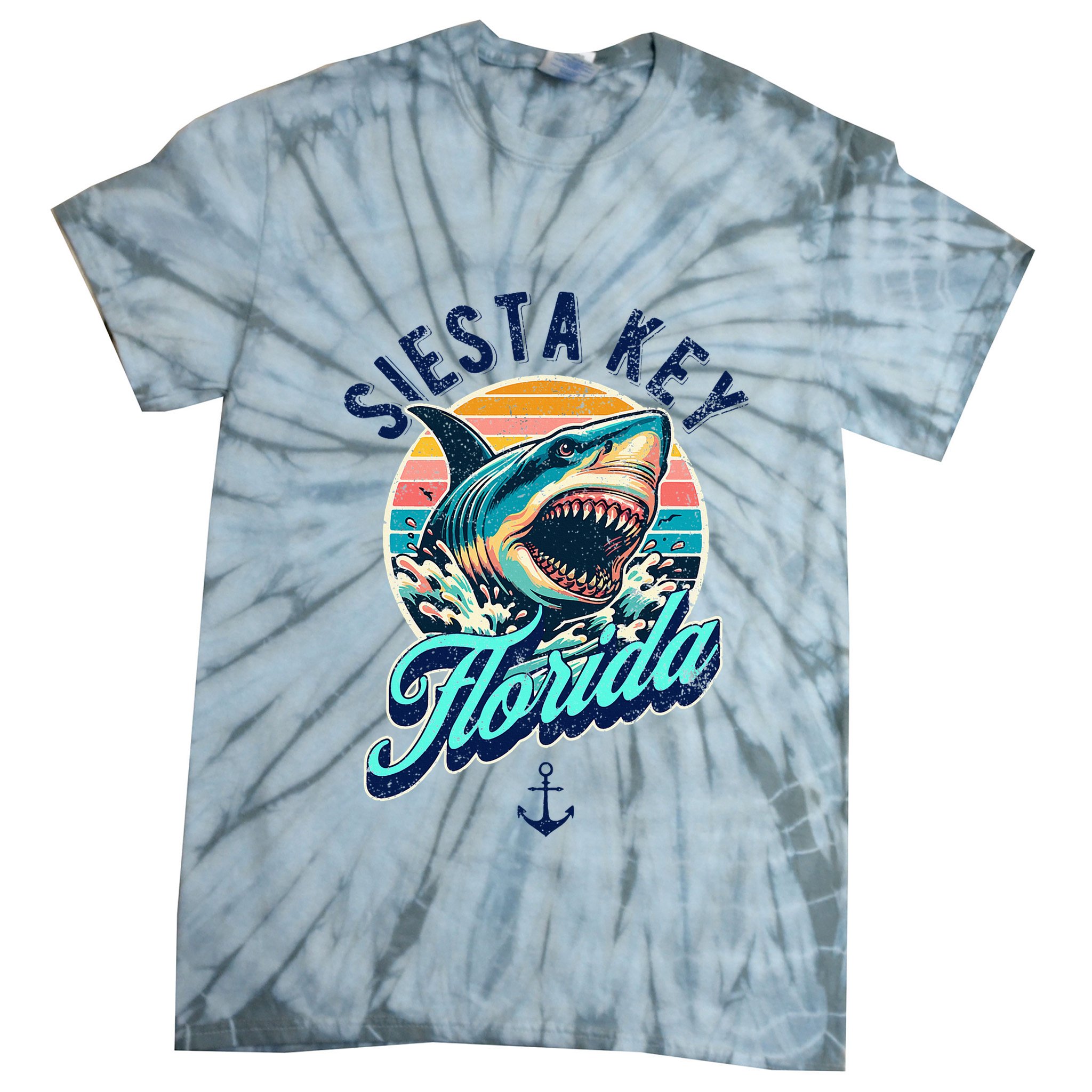 Siesta Key Beach Florida Usa Shark Tie-Dye T-Shirt
