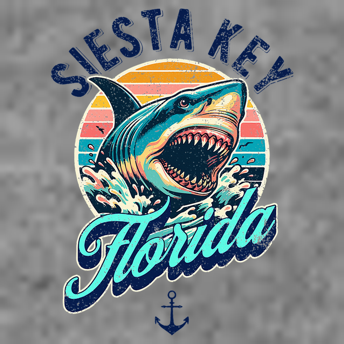Siesta Key Beach Florida Usa Shark 7-Panel Snapback Hat