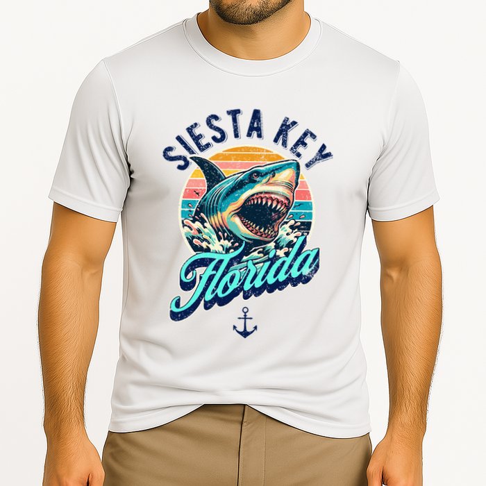 Siesta Key Beach Florida Usa Shark Cooling Performance Crew T-Shirt