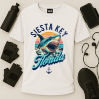 Siesta Key Beach Florida Usa Shark Cooling Performance Crew T-Shirt