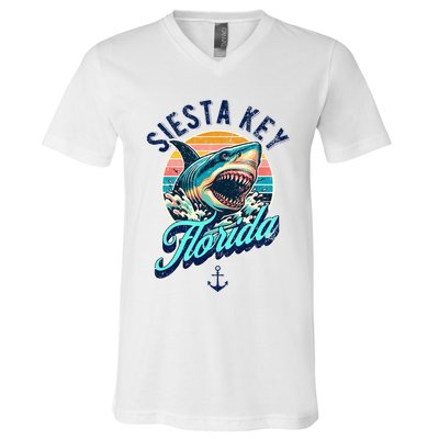 Siesta Key Beach Florida Usa Shark V-Neck T-Shirt
