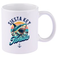 Siesta Key Beach Florida Usa Shark 11oz C Handle Ceramic Mug