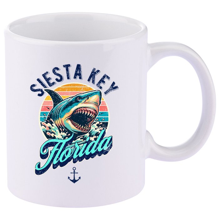 Siesta Key Beach Florida Usa Shark 11oz C Handle Ceramic Mug