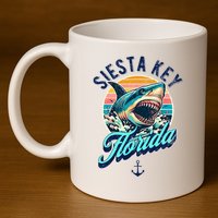 Siesta Key Beach Florida Usa Shark 11oz C Handle Ceramic Mug