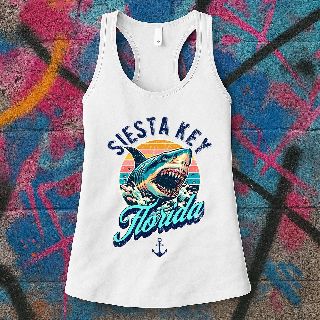 Siesta Key Beach Florida Usa Shark Womens Tank Top