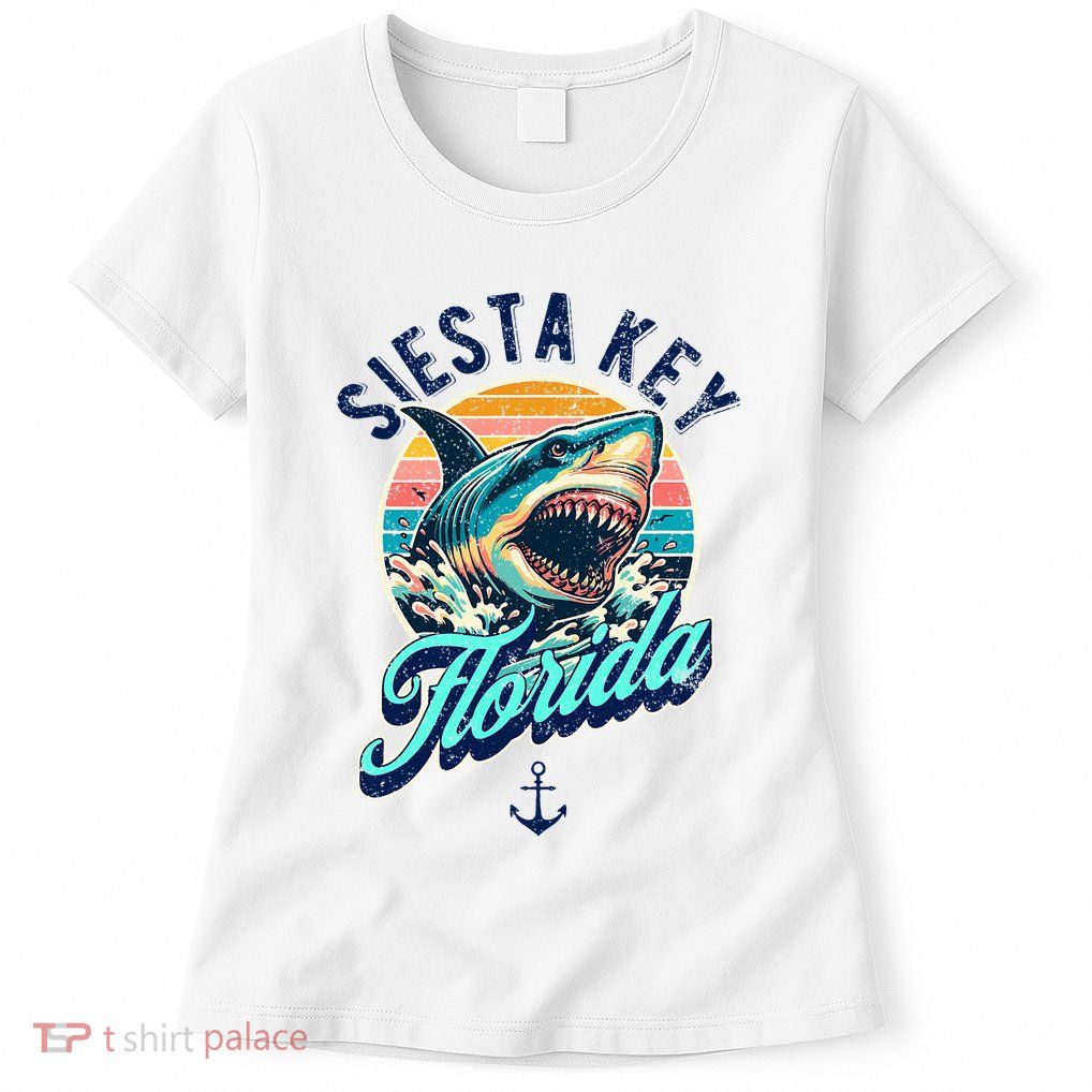 Siesta Key Beach Florida Usa Shark Womens T-Shirt
