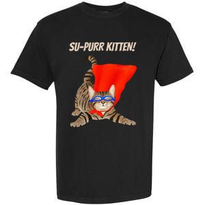 Supurr Kitten Cute Super Hero Cat Garment-Dyed Heavyweight T-Shirt