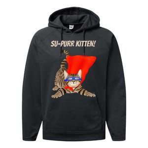 Supurr Kitten Cute Super Hero Cat Performance Fleece Hoodie