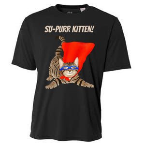 Supurr Kitten Cute Super Hero Cat Cooling Performance Crew T-Shirt