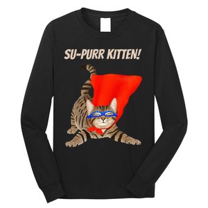 Supurr Kitten Cute Super Hero Cat Long Sleeve Shirt