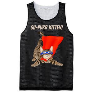 Supurr Kitten Cute Super Hero Cat Mesh Reversible Basketball Jersey Tank