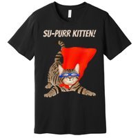 Supurr Kitten Cute Super Hero Cat Premium T-Shirt