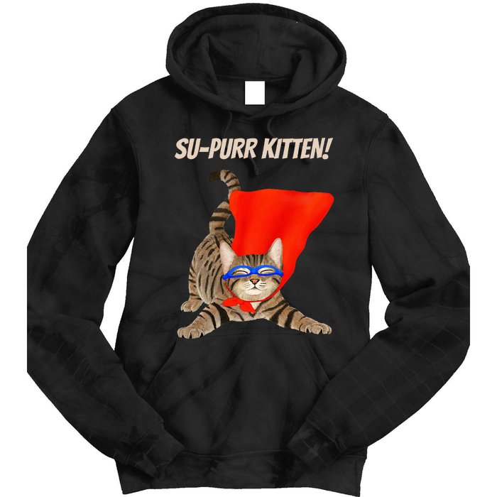 Supurr Kitten Cute Super Hero Cat Tie Dye Hoodie