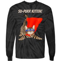 Supurr Kitten Cute Super Hero Cat Tie-Dye Long Sleeve Shirt