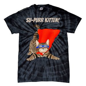 Supurr Kitten Cute Super Hero Cat Tie-Dye T-Shirt