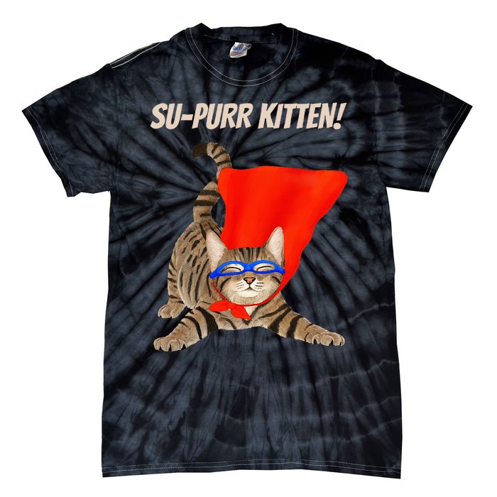 Supurr Kitten Cute Super Hero Cat Tie-Dye T-Shirt