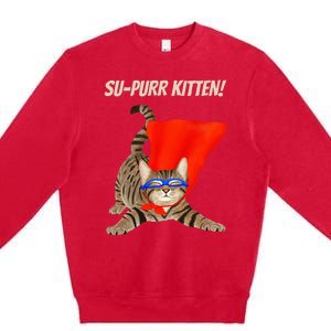 Supurr Kitten Cute Super Hero Cat Premium Crewneck Sweatshirt