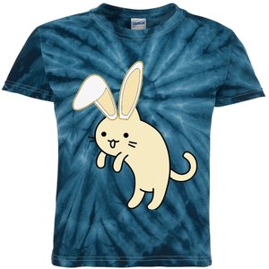 Sneaky Kitty Cartoon Easter Bunny Kids Tie-Dye T-Shirt