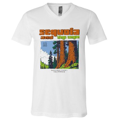 Sequoia Kings Canyon National Parks Vintage V-Neck T-Shirt