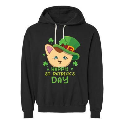 Shamrock Kawaii Cat Cute Cat Happy Saint Patrick Day Cute Gift Garment-Dyed Fleece Hoodie