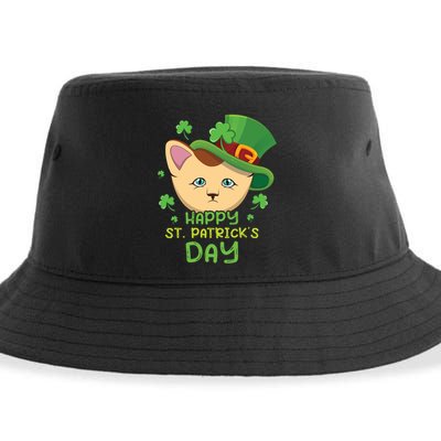 Shamrock Kawaii Cat Cute Cat Happy Saint Patrick Day Cute Gift Sustainable Bucket Hat