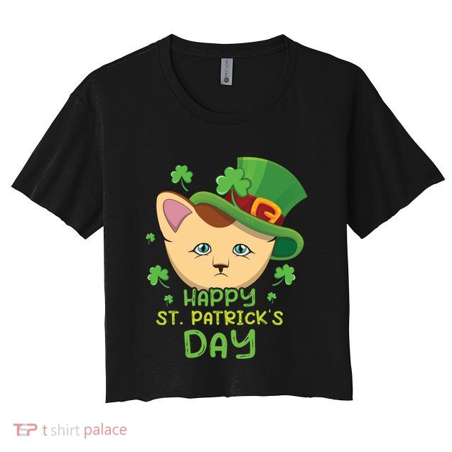 Shamrock Kawaii Cat Cute Cat Happy Saint Patrick Day Cute Gift Crop Top