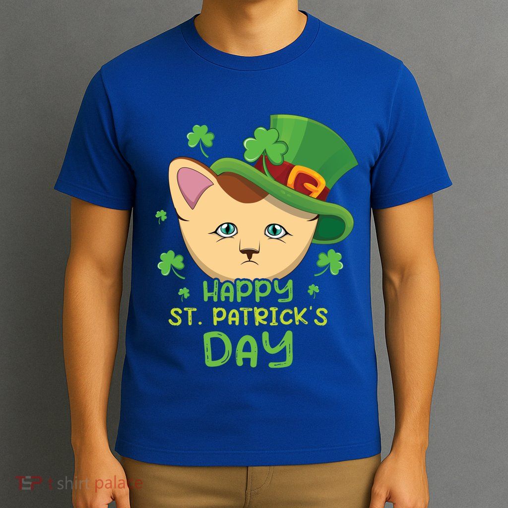 Shamrock Kawaii Cat Cute Cat Happy Saint Patrick Day Cute Gift T-Shirt
