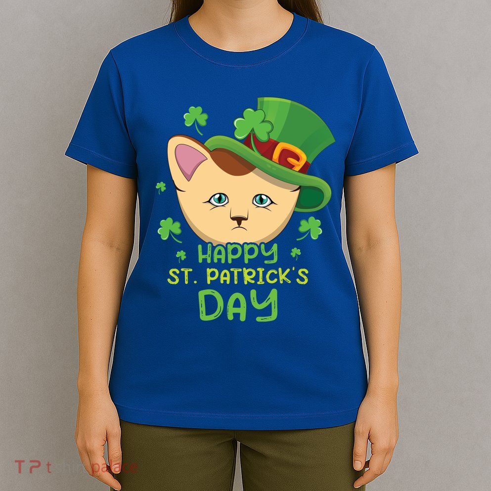 Shamrock Kawaii Cat Cute Cat Happy Saint Patrick Day Cute Gift T-Shirt