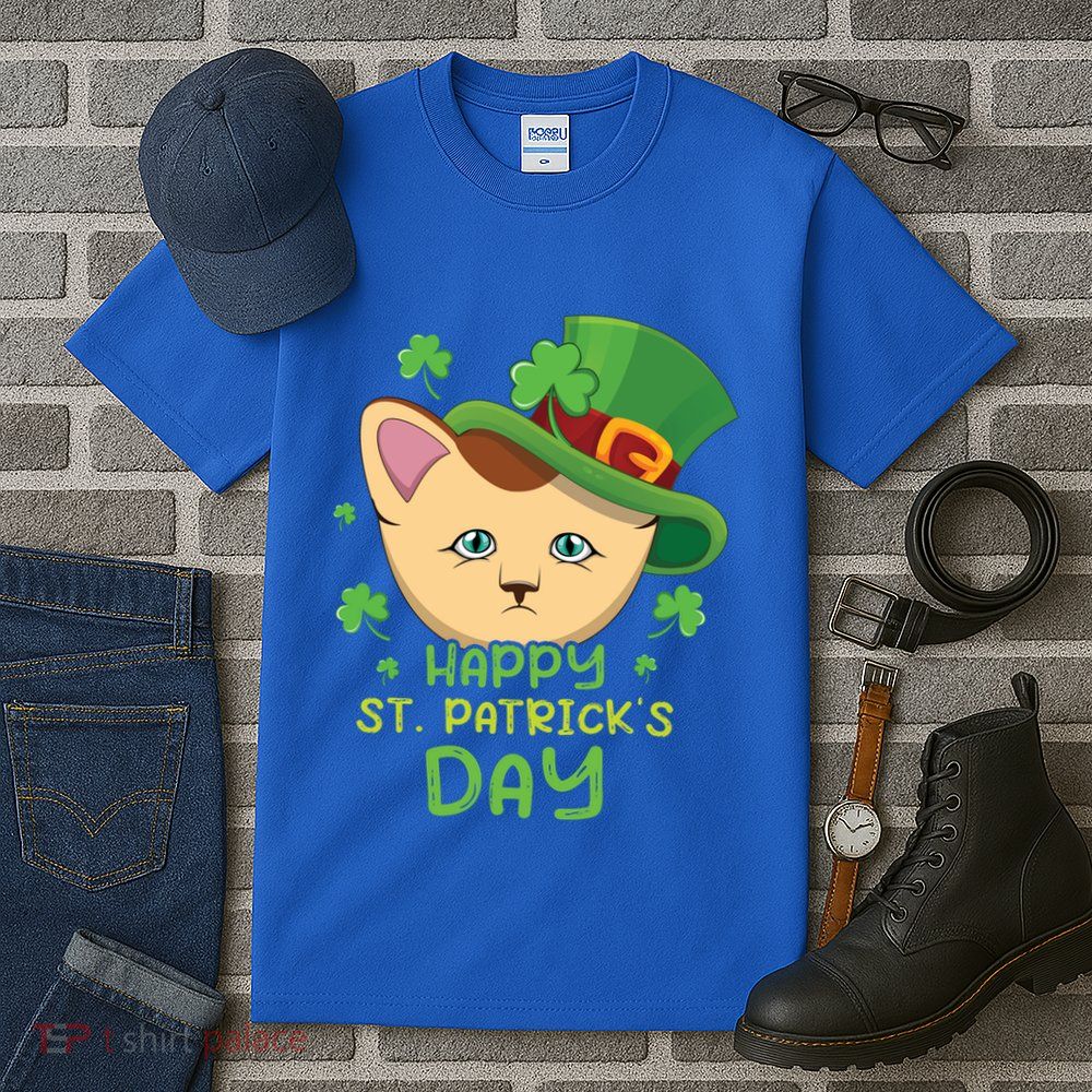 Shamrock Kawaii Cat Cute Cat Happy Saint Patrick Day Cute Gift Tall T-Shirt