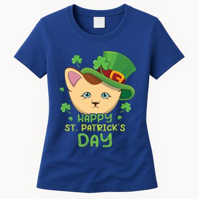Shamrock Kawaii Cat Cute Cat Happy Saint Patrick Day Cute Gift Womens T-Shirt