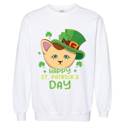 Shamrock Kawaii Cat Cute Cat Happy Saint Patrick Day Cute Gift Garment-Dyed Sweatshirt