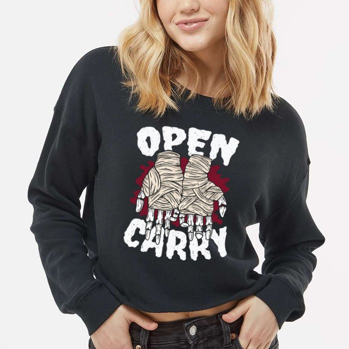 Skeleton Open Carry Boxing Cropped Pullover Crew