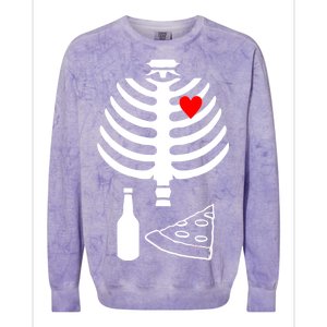 Skeleton Pizza Beer Rib cage Colorblast Crewneck Sweatshirt