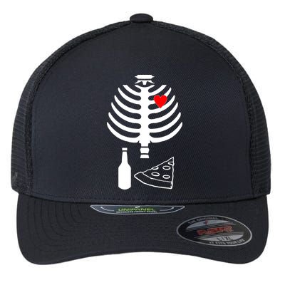 Skeleton Pizza Beer Rib cage Flexfit Unipanel Trucker Cap