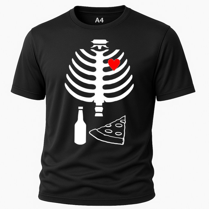 Skeleton Pizza Beer Rib cage Cooling Performance Crew T-Shirt