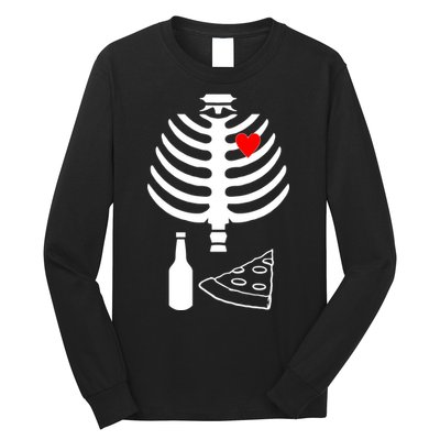Skeleton Pizza Beer Rib cage Long Sleeve Shirt