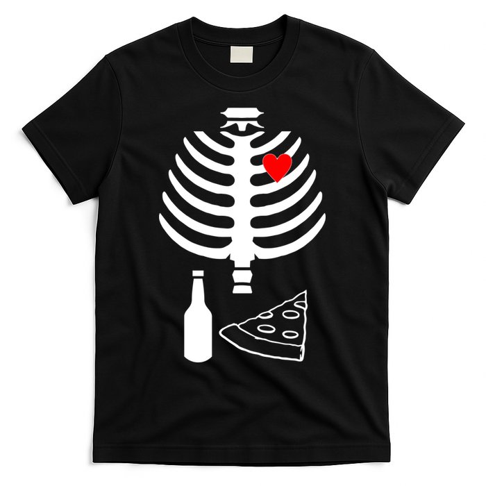 Skeleton Pizza Beer Rib cage T-Shirt