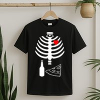 Skeleton Pizza Beer Rib cage T-Shirt