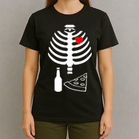 Skeleton Pizza Beer Rib cage T-Shirt