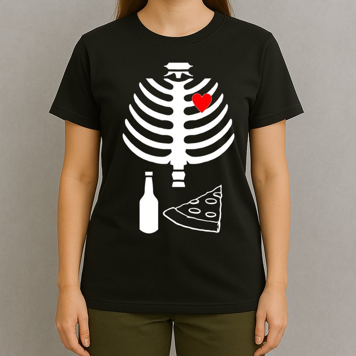 Skeleton Pizza Beer Rib cage T-Shirt